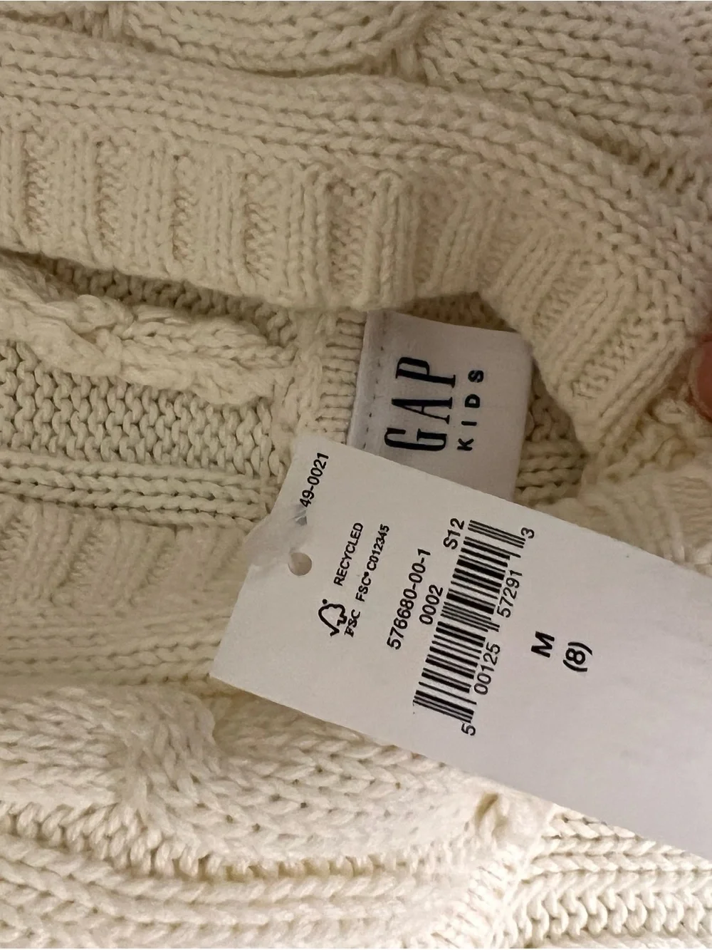 GAP Cream Cable-Knit Hoodie Sweater NWT